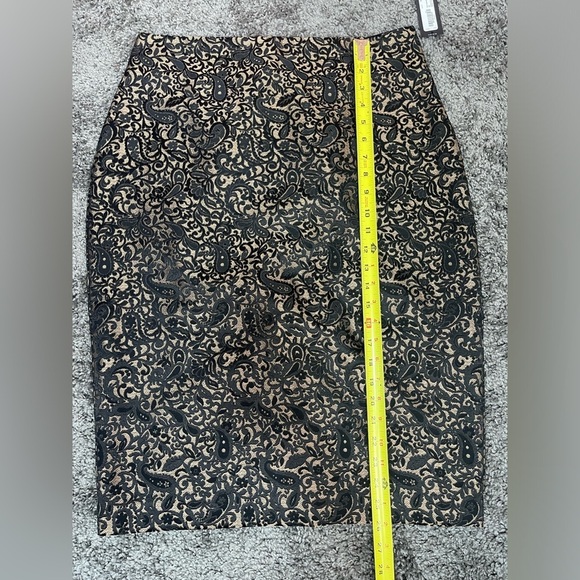 Worthington black bronze damask jacquard paisley lined pencil skirt women’s 12 - Picture 10 of 13